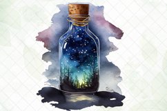 Night In A Glass Bottle Watercolor Sublimation Clipart Product Image 3