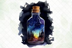 Night In A Glass Bottle Watercolor Sublimation Clipart Product Image 2