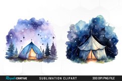 Watercolor Tent,Camping Clipart,Boho Tent,Fairy Tent,Watercolor Fairy,Watercolor Forest,Fairy Forest,Watercolor Night,