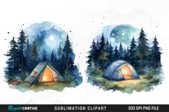 Watercolor Night Tents Clipart Bundle,Tent Clipart,Tent Watercolor,Camping Clipart,Outdoor Clipart,Campfire Clipart,Camping Graphics,Camping Watercolor