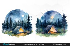 Watercolor Night Tents Design Clipart Product Image 1