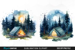 Watercolor Night Tents Design Clipart Product Image 1
