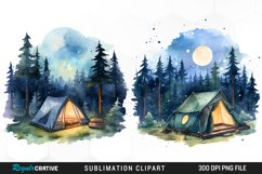 Watercolor Night Tents Design Clipart Product Image 1