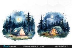 Watercolor Night Tents Design Clipart Product Image 1