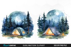 Watercolor Night Tents Design Clipart Product Image 1