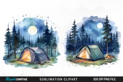 Watercolor Night Tents Clipart Bundle,Tent Clipart,Tent Watercolor,Camping Clipart,Outdoor Clipart,Campfire Clipart,Camping Graphics,Camping Watercolor