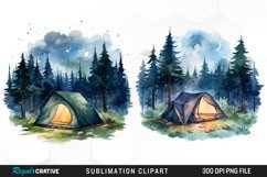 Watercolor Night Tents Design Clipart Product Image 1