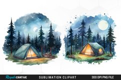 Watercolor Night Tents Design Clipart Product Image 1