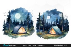 Watercolor Night Tents Design Clipart Product Image 1