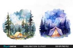 Watercolor Night Tents Design Clipart Product Image 1