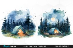 Watercolor Night Tents Design Clipart Product Image 1