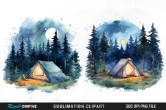 Watercolor Night Tents Design Clipart Product Image 1