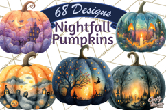 Halloween Scene Pumpkins Clipart PNG Product Image 1
