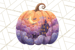 Halloween Scene Pumpkins Clipart PNG, Spooky Halloween Png Product Image 2