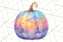 Halloween Scene Pumpkins Clipart PNG, Spooky Halloween Png Product Image 3