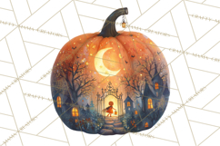 Halloween Scene Pumpkins Clipart PNG, Spooky Halloween Png Product Image 5