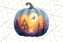 Halloween Scene Pumpkins Clipart PNG, Spooky Halloween Png Product Image 2