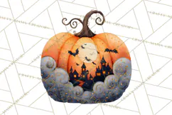 Halloween Scene Pumpkins Clipart PNG, Spooky Halloween Png Product Image 4