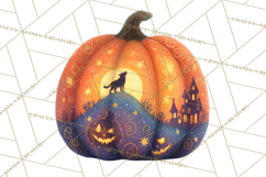 Halloween Scene Pumpkins Clipart PNG, Spooky Halloween Png Product Image 2