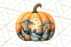 Halloween Scene Pumpkins Clipart PNG, Spooky Halloween Png Product Image 2