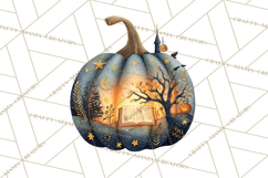 Halloween Scene Pumpkins Clipart PNG, Spooky Halloween Png Product Image 2