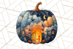 Halloween Scene Pumpkins Clipart PNG, Spooky Halloween Png Product Image 3