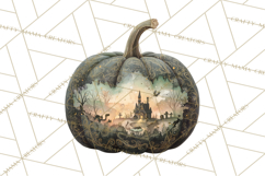 Halloween Scene Pumpkins Clipart PNG, Spooky Halloween Png Product Image 4