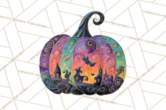 Halloween Scene Pumpkins Clipart PNG, Spooky Halloween Png Product Image 4
