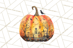 Halloween Scene Pumpkins Clipart PNG, Spooky Halloween Png Product Image 3