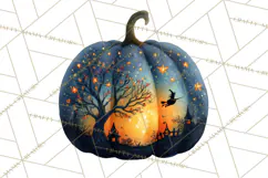Halloween Scene Pumpkins Clipart PNG, Spooky Halloween Png Product Image 3