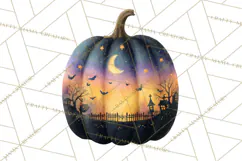 Halloween Scene Pumpkins Clipart PNG, Spooky Halloween Png Product Image 5