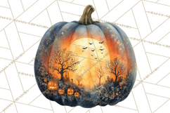 Halloween Scene Pumpkins Clipart PNG, Spooky Halloween Png Product Image 2