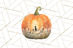 Halloween Scene Pumpkins Clipart PNG, Spooky Halloween Png Product Image 4