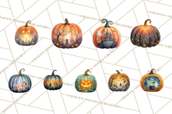 Halloween Scene Pumpkins Clipart PNG Product Image 9