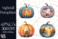 Halloween Scene Pumpkins Clipart PNG, Spooky Halloween Png Product Image 1