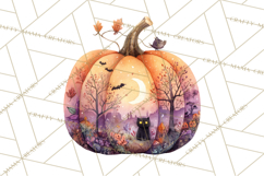 Halloween Scene Pumpkins Clipart PNG, Spooky Halloween Png Product Image 4
