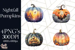 Halloween Scene Pumpkins Clipart PNG, Spooky Halloween Png Product Image 1