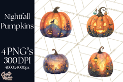 Halloween Scene Pumpkins Clipart PNG, Spooky Halloween Png Product Image 1