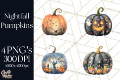 Halloween Scene Pumpkins Clipart PNG, Spooky Halloween Png Product Image 1
