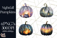 Halloween Scene Pumpkins Clipart PNG, Spooky Halloween Png Product Image 1