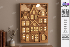 3D Layered Cityscape Night Light Laser Cut | Wall Lightbox Product Image 1