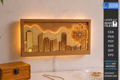 3D Cityscape Layered Laser Cut | Shadow Box | Wall Decor SVG Product Image 1