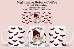 nightmare before coffee coffee mug sublimation wrap glass mug wrap svg presized for 11oz and 15oz glass mug are sublimation files