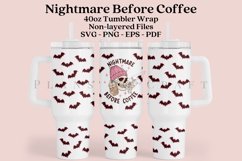 Nightmare Before Coffee Halloween 40oz quencher tumbler sublimation full wrap high resolution transparant background