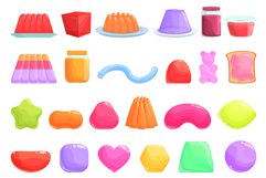 Jelly icons set cartoon vector. Confectionery dessert Product Image 1