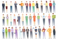 Business in masks icons set cartoon vector. Office man Product Image 1