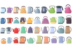 Kettle icons set cartoon vector. Water appliance Product Image 1