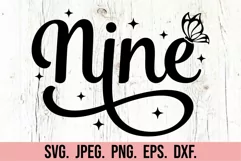 9th Birthday Girl Butterfly SVG - Nine 9 Birthday Girl PNG Product Image 7