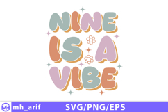 Retro nine is a vibe t shirt design Product Image 1