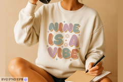 Retro nine is a vibe t shirt design Product Image 4